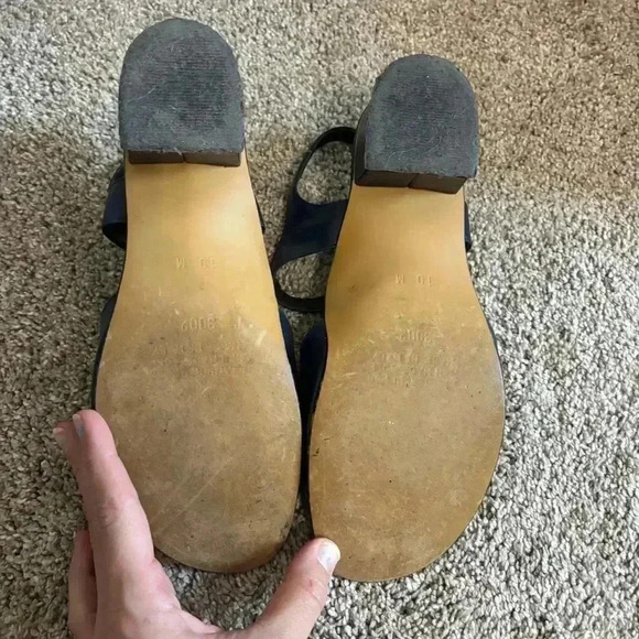 Bon Voyage Made In Italy Leather Navy Blue Sandals Size 10 - Picture 7 of 9